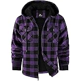 SCODI Men's Flannel Jacket Sherpa Lined Hoodies Zip Up Fleece Plaid Shirt Jackets Winter Outdoor Coat Warm Outwear