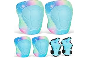 FIODAY Knee Pads for Kids Mermaid Protective Gear Set Adjustable Knee Pads and Elbow Pads with Wrist Guard for Girls Roller Skates Cycling Bike Skateboard Inline Skatings Scooter, 3~8 Years