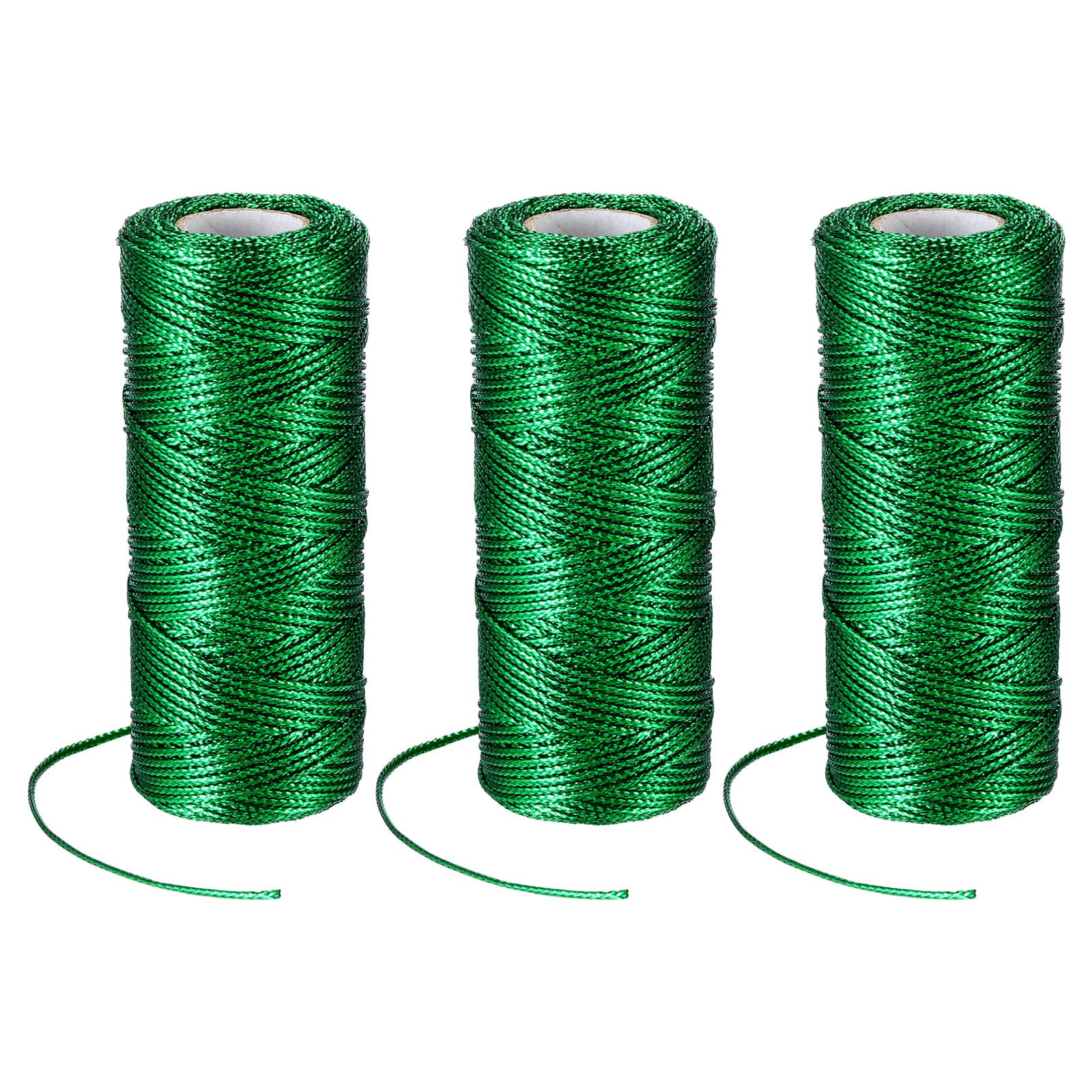PATIKIL 330 Yards Decorative Metallic Bakers Twine, 3 Rolls Wrapping Twine String Rope DIY Tie Gift Packing Materials for Christmas Crafts Wedding Present,Green