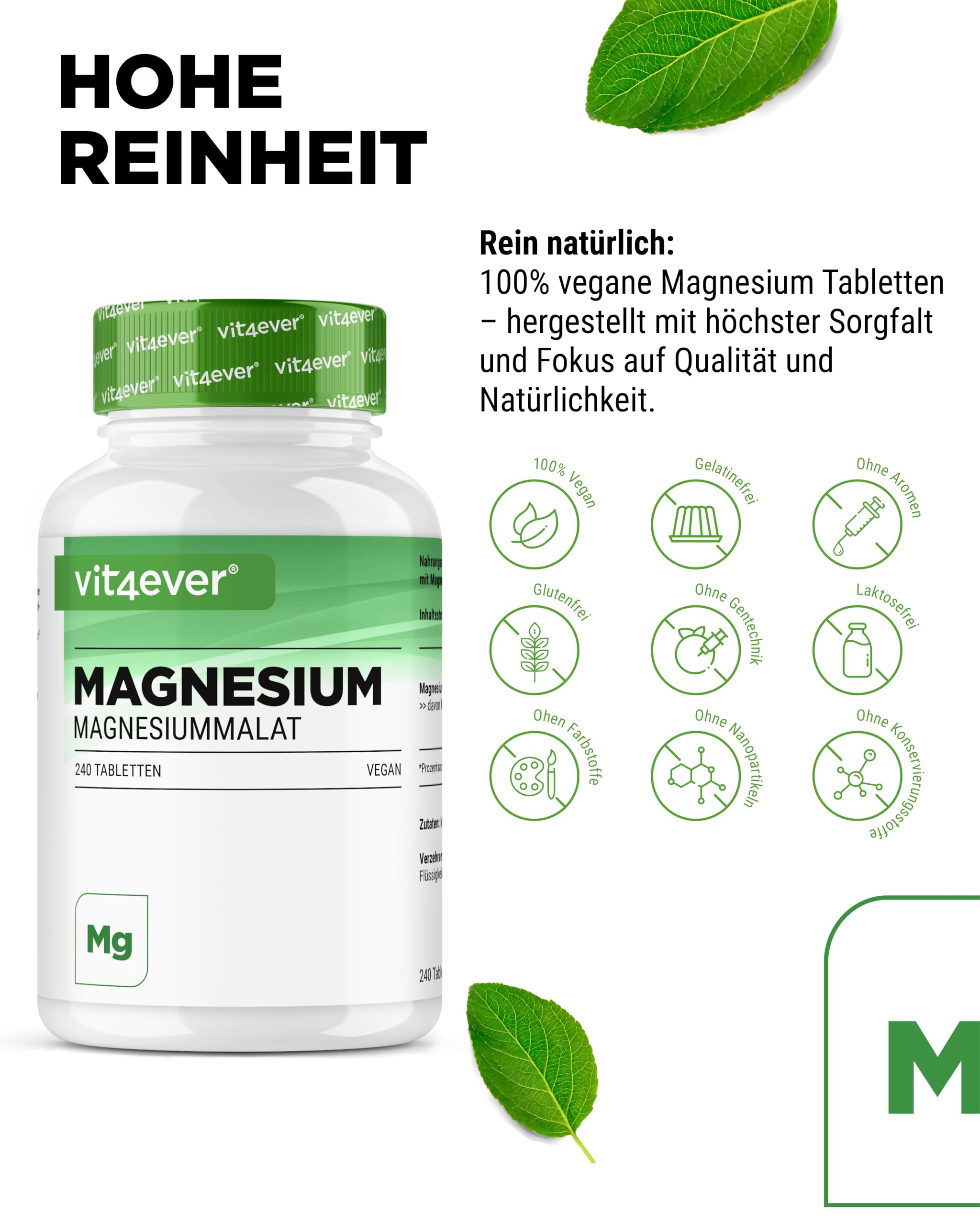 vit4ever Magnesium Malat - 240 Tabletten - 300 mg Magnesium 3