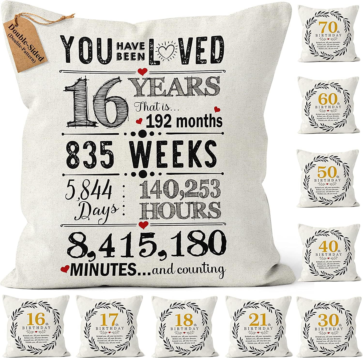 Kies CROWNLY® (Double-Sided) 16th Birthday Gifts Popular Cushion Covers 18x18 Personalised Gifts for Boys and Girls Sweet 16 Gift Ideas for Her Happy Birthday — image 1
