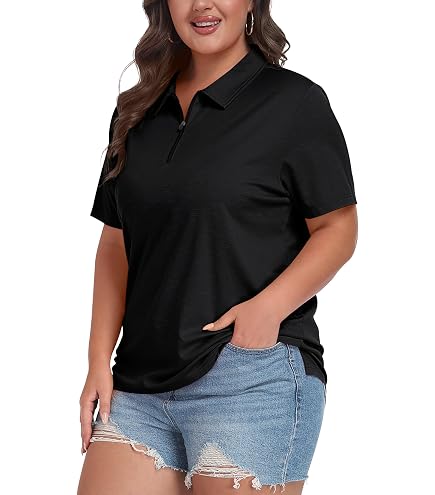 Amazon.com: MoFiz Women's Plus-Size Activewear Polo Short Sleeve