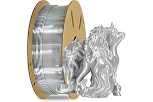 OEM MIKA3D Silk Metalic Shiny Silver PLA 1.75mm 3D Printer Filament, Widely Support for Most 3D Printing Printer, 2.2lbs 1KG Silk PLA 3D Printing Material