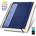 Spiral Notebook Journal 8.5” x 11”, 300 Pages Hardcover Leather Lined Journals for Women Men, A4 Large College Ruled Notebooks with 100 GSM Thick Paper, Spiral Journal for Writing Work School, Navy