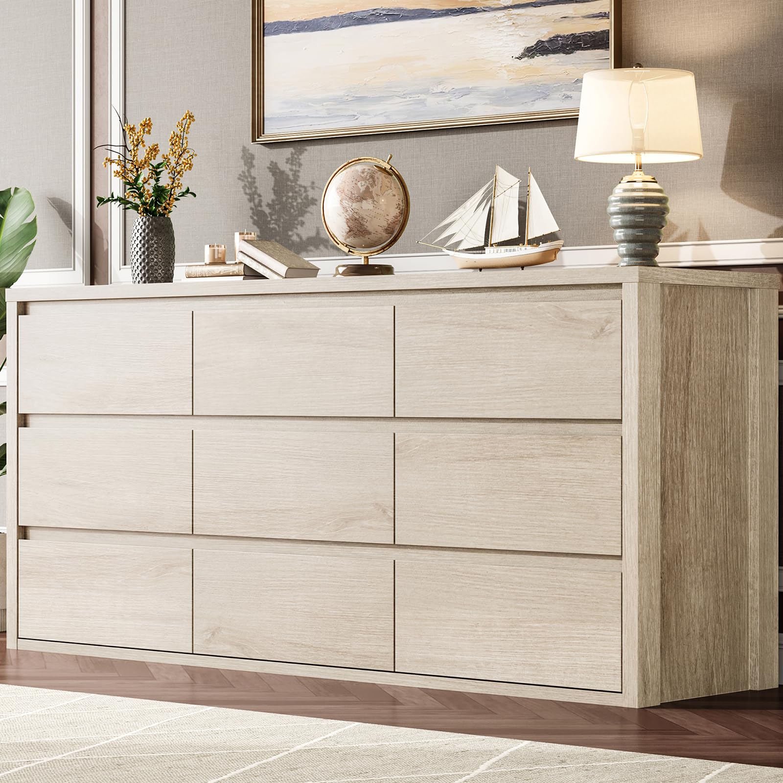 Photo 1 of **INCOMPLETE, MISSING DRAWERS** GarveeHome 9 Drawer Dresser for Bedroom, Wide Modern Chest of Drawers, Large Wood Dresser Wooden Storage Organizer for Living Room, Hallway Entryway