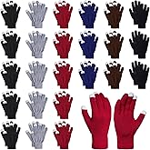 24 Pairs Winter Gloves Touch Magic Screen Gloves Stretchy Knit Cotton Gloves Bulk For Men Women Homeless Cold Weather