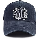One Nation Under God Hats for Men Women, Adjustable Cotton Christian Est. 1776 Baseball Cap