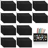 Yuanan 60Pcs Black Cotton Canvas Zipper Pencil Pouch Bulk, Blank DIY Craft Bag Canvas Pencil Case, Multipurpose Toiletry Tote Bag for Makeup Cosmetic, Invoice Bill, Travel Toiletry (Black,60)