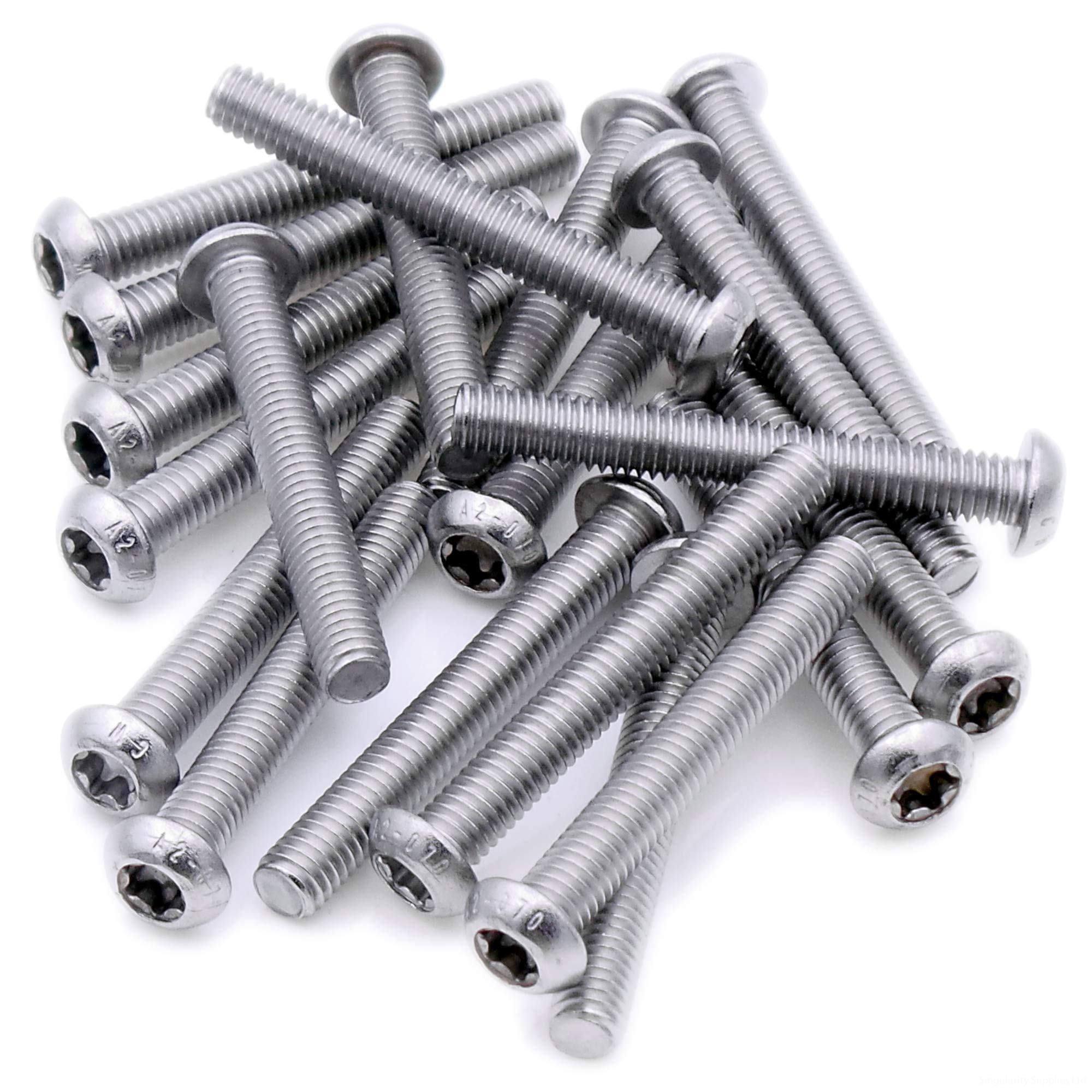 M6 (6mm x 50mm) TX Socket Button Machine Screw (Bolt) - Stainless Steel (A2) (Pack of 10)