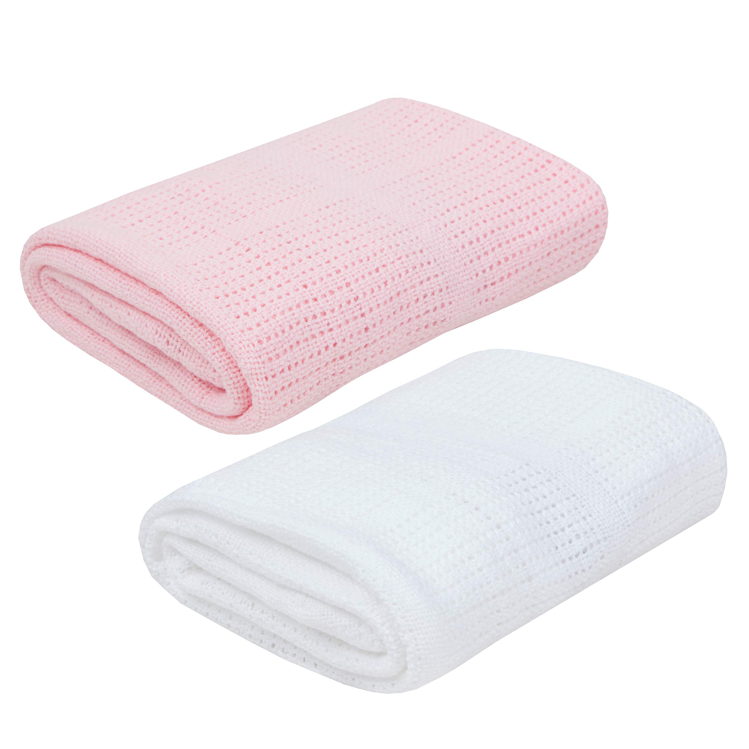 BabyTown Baby Boys and Girls Soft Cotton Cellular Blankets White