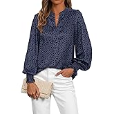 MASCOMODA Womens Boho Floral Long Sleeve Tops Fall Fashion 2025 V Neck Loose Chiffon Work Blouses Dressy Casual Ruffle Shirts