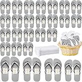 Unittype 24 Pairs Flip Flops Bulk for Wedding Guest Slippers Wedding Flip Flops with Cards Bags for Pool Beach Party