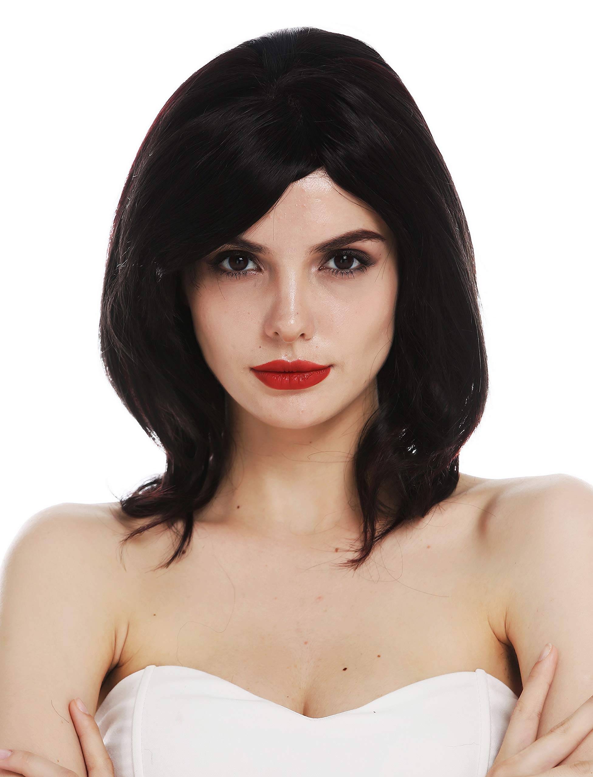 WIG ME UP - TYM-476-MT-2H99 wig women's wig shoulder length black red highlights highlighted sleek voluminous