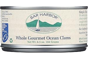 Bar Harbor Clams Whole Canned, 6.5 Oz (Pack of 12), Natural
