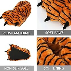 Aopuro Women Plush Animal Paw Slippers Funny