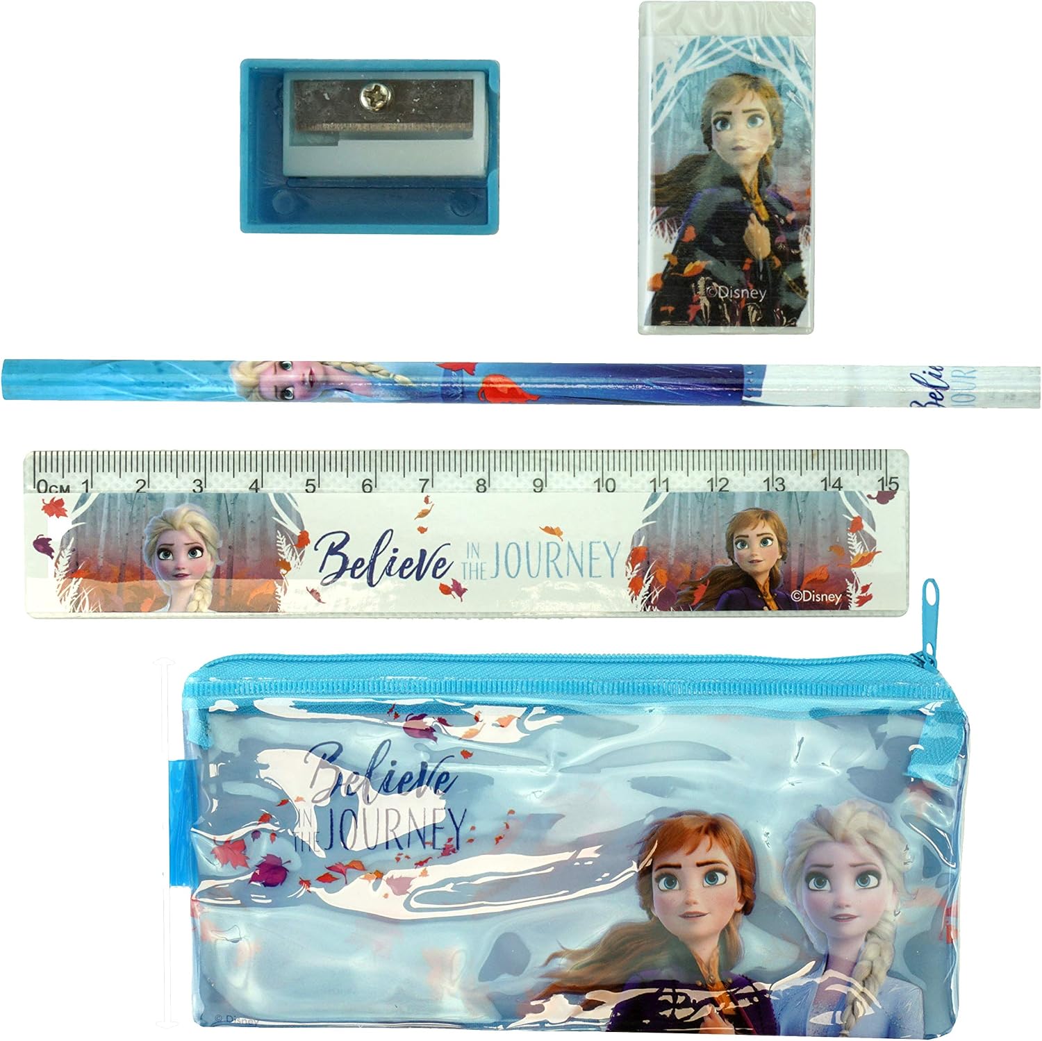 5Pcs Unicorn School Stationery Set for Girls Back To School Stationary Set Sharpener, Eraser, Ruler, Pencil - Image 3