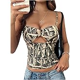 SOLY HUX Women's Camo Cami Top Spaghetti Strap Cut Out Y2k Going Out Crop Tops