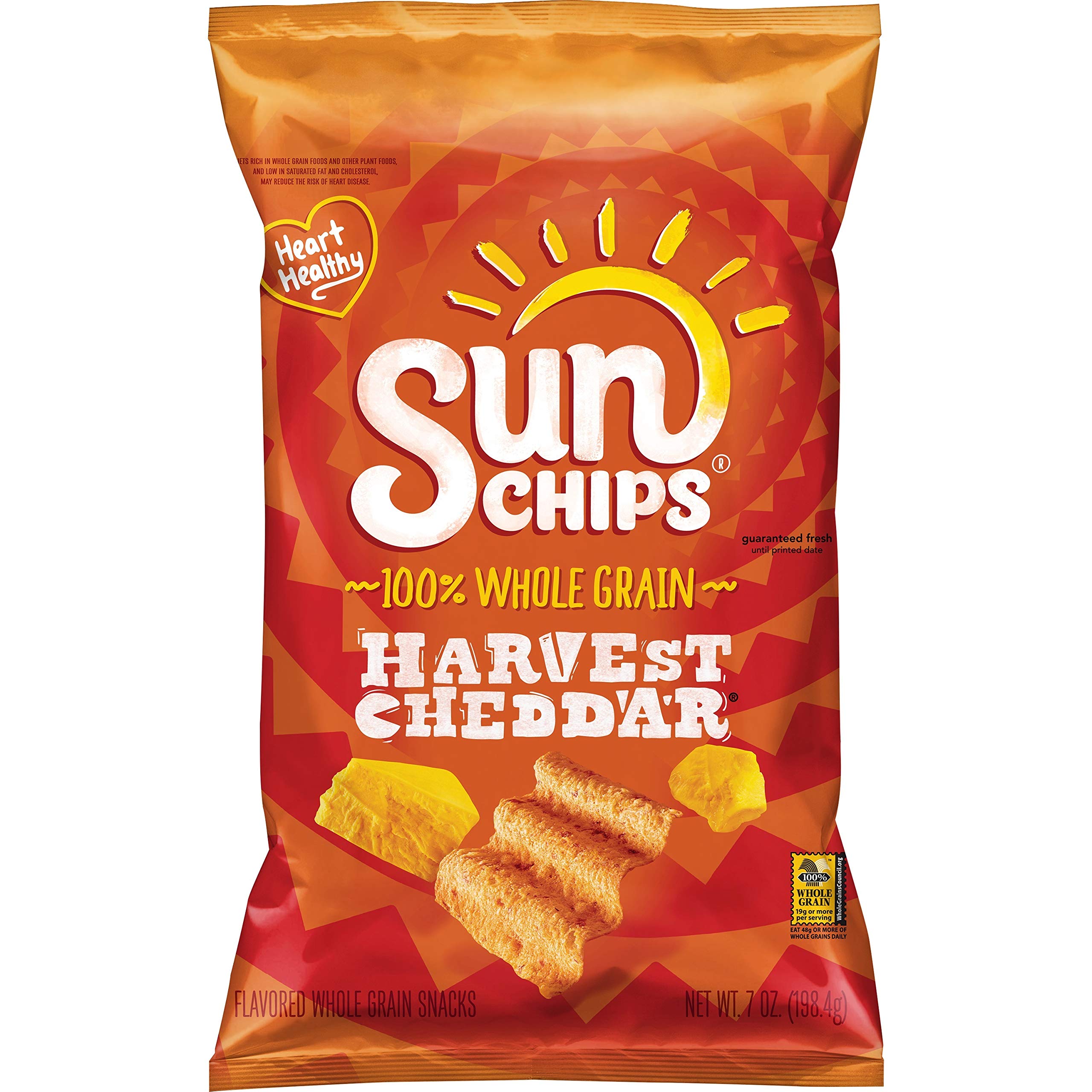 SunChips Harvest Cheddar Flavored Multigrain Snacks, 7 Ounce