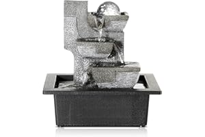 Dyna-Living Water Fountains Indoor Tabletop Fountain with LED Lights Relaxation Waterfall Fountain Indoor Water Fountains for Home Decor