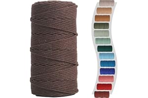 NOANTA Macrame Cord 3mm 220yards (200 Meters) Dark Coffee Macrame Supplies Macrame Yarn, Colored Cotton Rope, Colored Cord for DIY