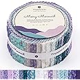 Tinyspool & Co. Jelly Roll Fabric Strips for Quilting, Crafting, and Sewing, 40 Strip Assorted Bundle, Soft Cotton for Blanket, Rug, Upholstery, Home Decor, and Purse Making, Merry Mermaid