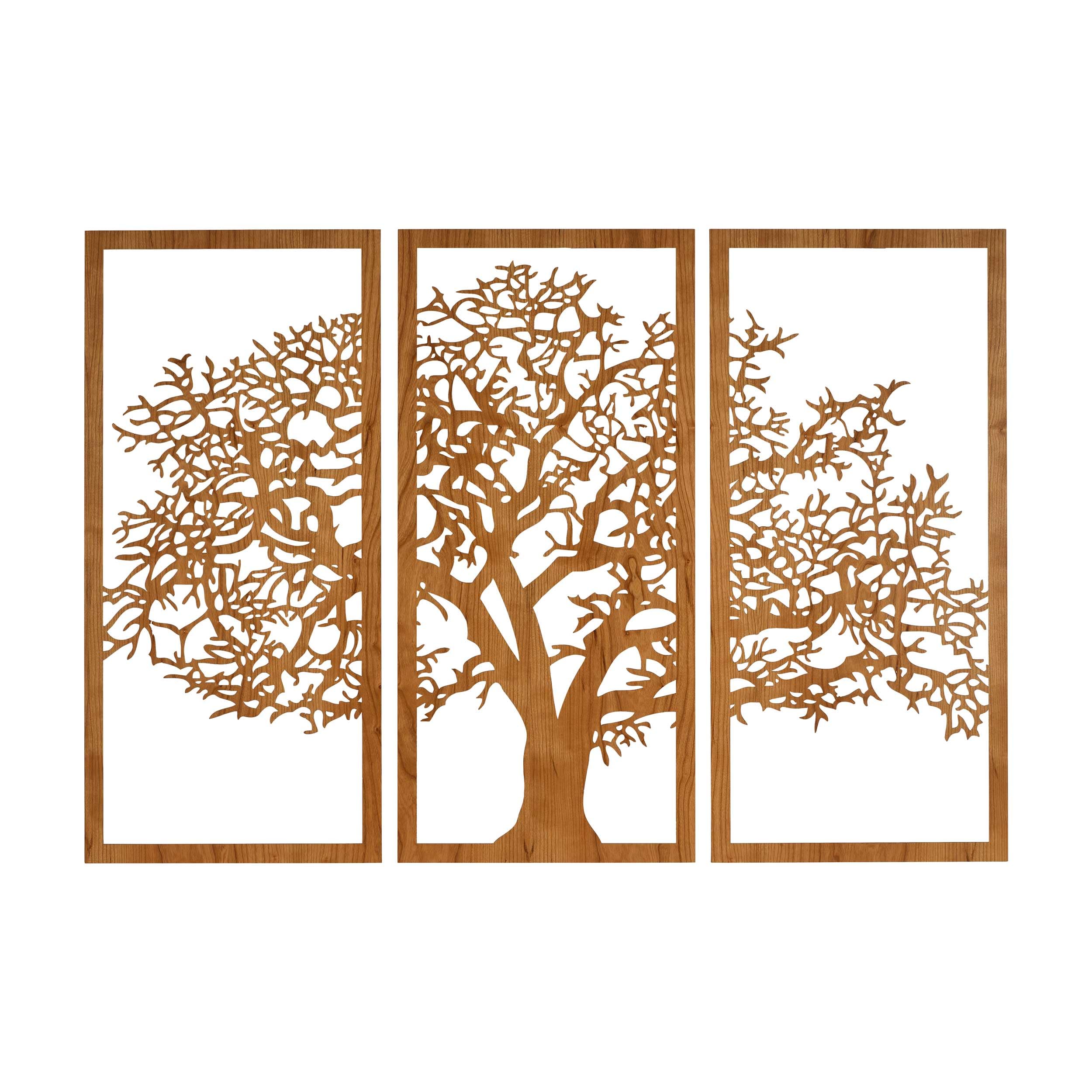 Skyline Workshop Tree of Life Cherry - 3 Panel Wood Wall Art - Beautiful Living Room Decor - Stunning Modern Art - Made in the USA