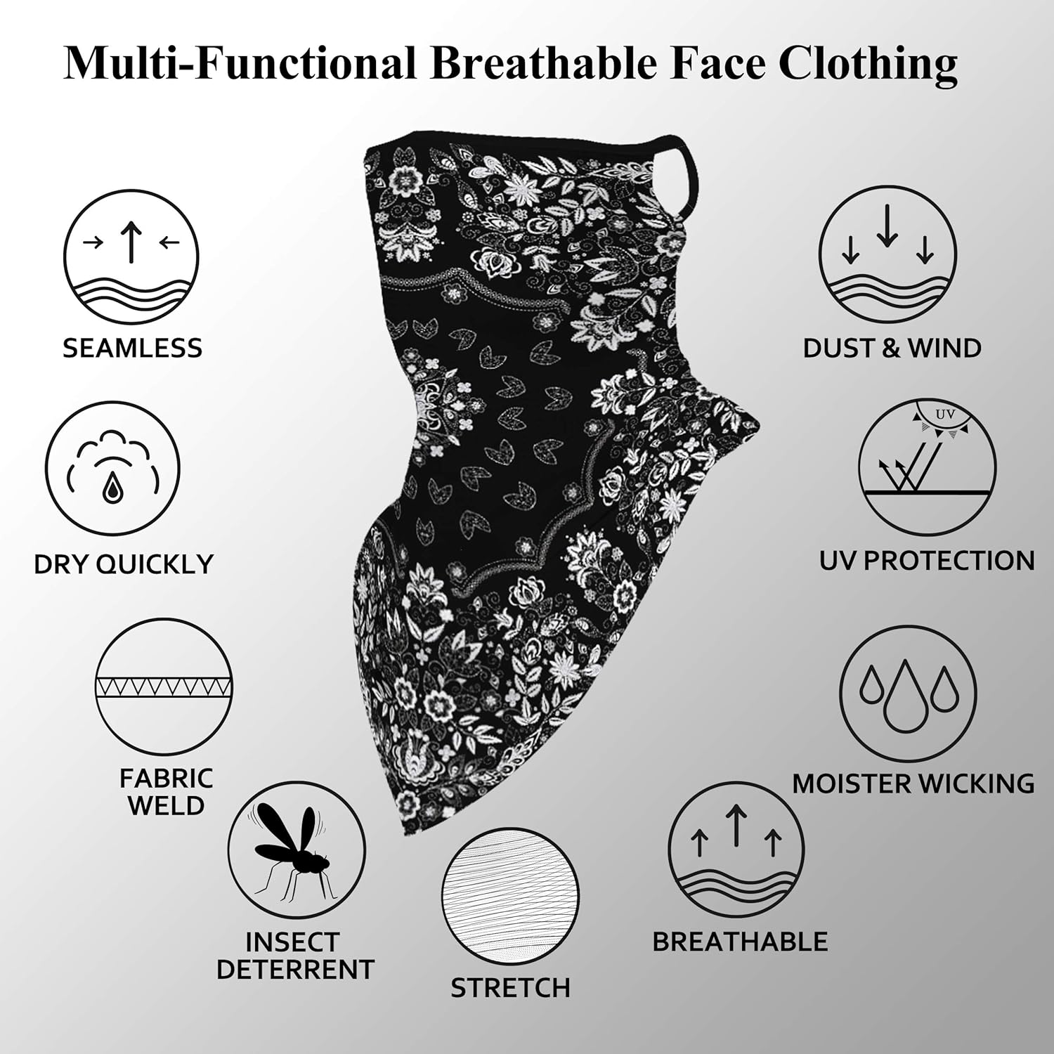 BINACL Novelty Bandana, Breathable Face Cover Shields Balaclava Ear Loops Seamless Scarf Raves Windproof Dust-proof Sun UV Protection Yoga Fishing Washable Reusable Starry Sky Neck Gaiter: Clothing