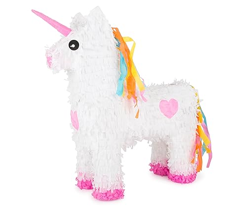 Michel Toys Piñata aus Krepppapier und Pappmaché, in süßer Einhorn-Form, kleine Öffnung zum Befüllen und viel Platz im Innere