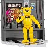 Jazwares Five Nights at Freddy&rsquo;s Golden Freddy Office Set - 5-Inch Articulated Figure with Jumpscare Feature, Glow-in-The-Dark Eyes, and Optical Diorama