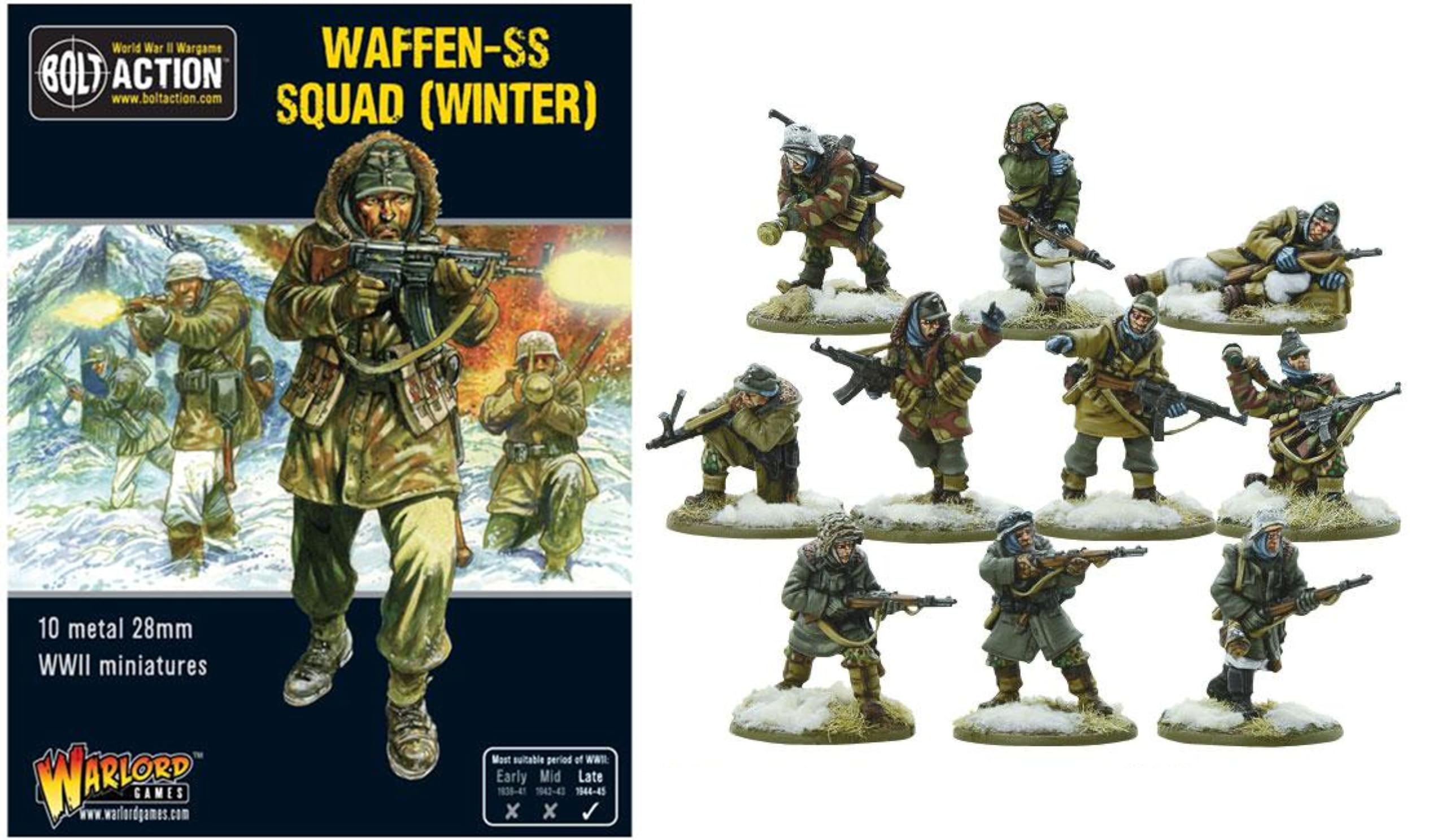 Warlord Games Waffen SS Squad (Winter) - 28mm Scale Metal Miniatures for Bolt Action Highly Detailed World War 2 Miniatures for Table-top Wargaming