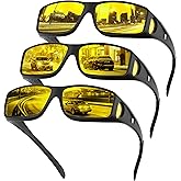 phikttu Night Driving Glasses - HD Anti Glare Wrap Around Fit Over Glasses for Men & Women Enhance Night Vision & Driving