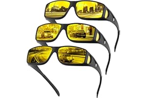 phikttu Night Driving Glasses - HD Anti-Glare Wrap-Around Fit Over Glasses for Women & Men Enhance Night Vision & Driving