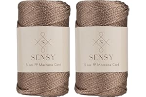 S SENSY 2 Skeins of Sensy Premium 5mm 104 Yards Polyester Rope 100% Polypropylene Cord Macrame Cord 5mm Crochet Bag Cord Macrame Rope Crochet Thread Gift for Knitter (Mink)