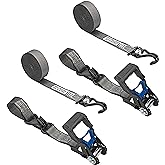 Secure Tite 1-1/2” x 20’ Ratchet Cargo Straps, 2-Pack – Ratchet Tie Down Straps, Double J-Hook Ratchet Tie Down – Ratchet Strap Set, 1667 lbs. Working Load Limit, 5000 lbs. Break Strength