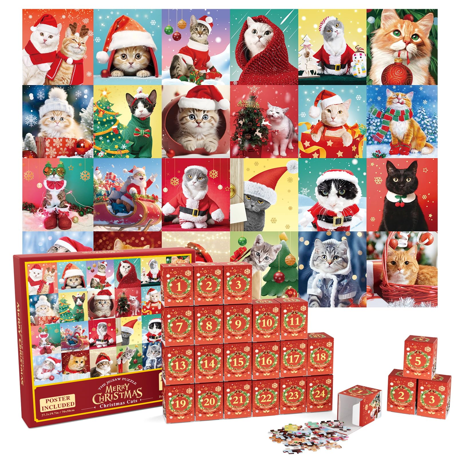 GUKOK Puzzle Advent Calendar 2024 Christmas Puzzles For Adult Cat GUKOK Puzzle Advent Calendar 2024 Christmas Puzzles For Adult Cat