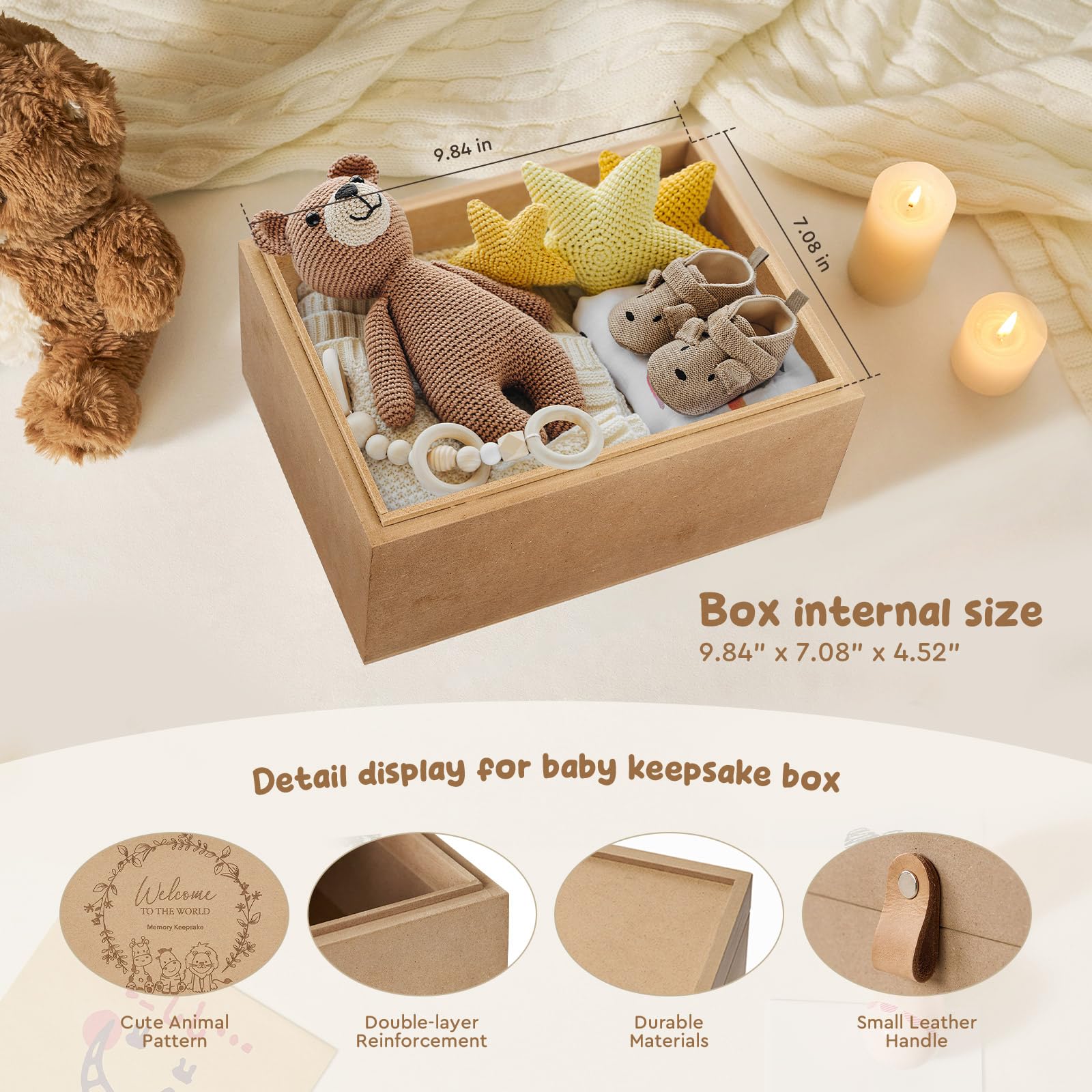 AW BRIDAL New Mom Gifts New Parents Gifts Baby Keepsake Box Memory Box for Keepsakes Newborn Infant Shower Gift for Girls Boys Baby Tooth Pregnancy Keepsake Box