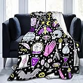 Magic Witch Witchcraft Star Skull Blanket, Soft Blankets Flannel Bed Throw Cozy Lightweight Plush Gifts for Women Men Boys Girls Sofa Couch Bedroom Living Rooms Warm All Season, Home Decor, 60"x50"