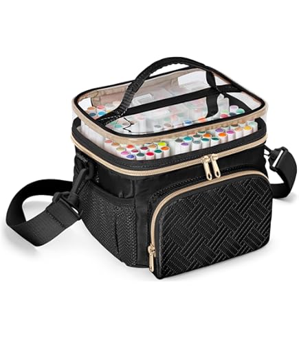 étui Multifonction Étui Marqueurs 120 Emplacements - Cuir PU - Grande Ouverture - Poignée Transport Organisateur Fournitures Artistiques