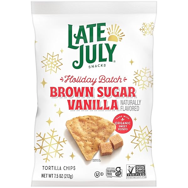 LATE JULY SNACKS BROWN SUGAR VANILLA FLAVORED TORTILLA CHIPS, 7.5 OZ BAG