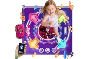 Vanvimen Dance Mat Toys for 3 4 5 6 7 8 Year Old Girls Boys Kids, Bluetooth Dance Play Mat with 5 Mode, Adjustable Volume, Music & LED Lights, 3 4 5 6 7 8 Year Old Girl Boy Birthday Gift Ideas