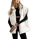 APAFES Women Winter Oversized Puffer Vest Quilted Lightweight Stand Collar Sleeveless Padded Puffy Jackets Coat with Pockets