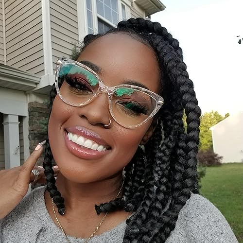 Zeelool Women's Trendy Crystal TR90 Oversized Cat Eye Glasses with