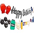 Gym Birthday Party Banner Weight Lifting Birthday Party Decorations 2Pcs Glitter Fitness Party Banners Fitness Party Banner for Gym Theme Baby Shower Supplies