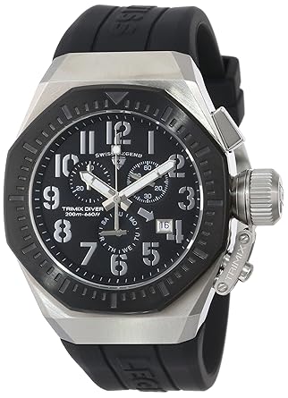 Mens 10540-01-Bb Trimix Diver Chronograph Black Dial Silicone Watch