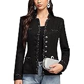 M.Infisavo Womens Stand Notch Lapel Suit Jacket Long Sleeve Fully Lined Open Front Dressy Tweed Blazer Outfits