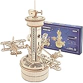 ROKR 3D Wooden Puzzle Mechanical Music Box,DIY Aircraft Model Kits to Build,Best Toy Gift for Teens,Adults on Birthday,Decora