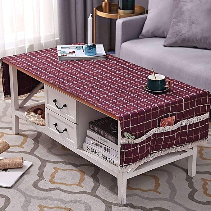 Japanese Coffee Table Tablecloth,Modern Table Cover,rectangle Lattice Coffee Table Mat,With Side