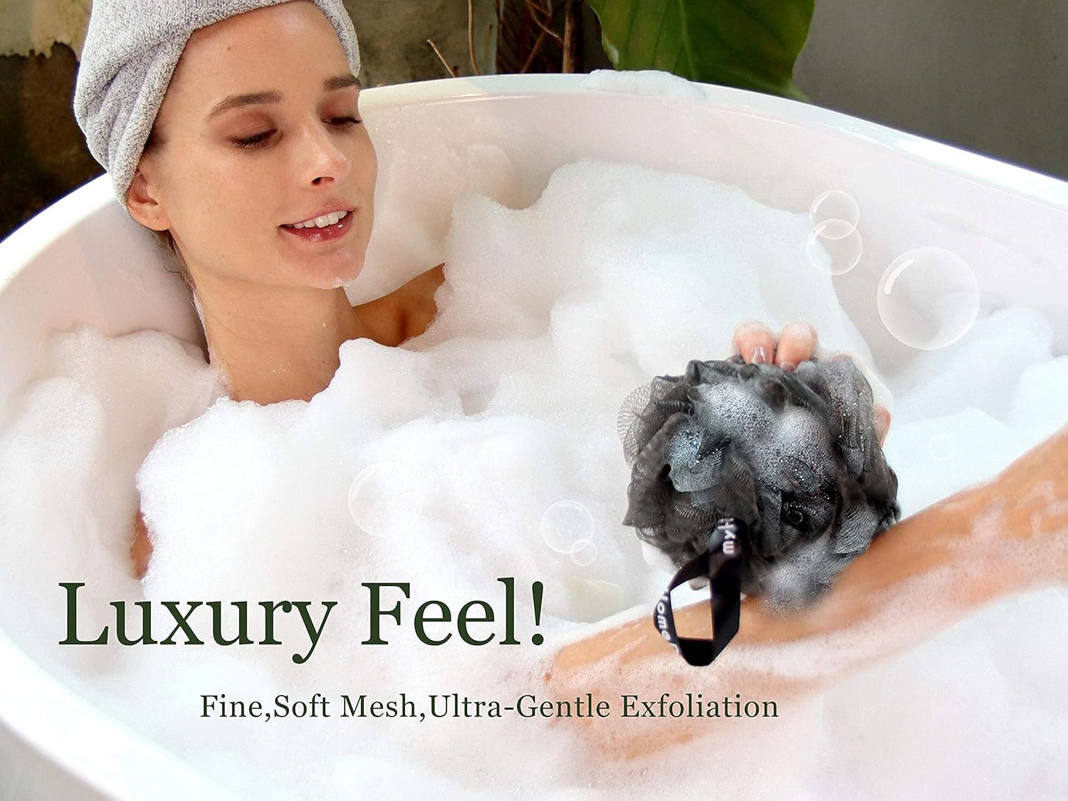 Large 70g Loofah Sponge, Body Scrubber, Bath Sponge, Luxury Loofah for Women, Men | Gentle Exfoliating Sponge - Body Wash Shower Pouf with Activated Charcoal - Lots of Lather for Bath, Shower, 3 Pack: Health & Personal Care