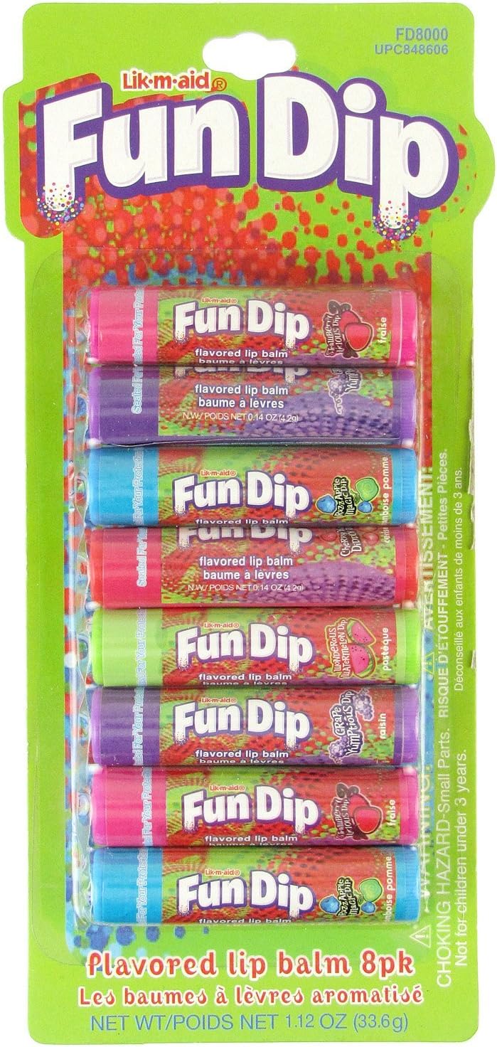 (8 Pack) Fun Dip Flavored Lip Balm Full Size .14oz each Perfect Gift Set