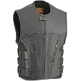 Milwaukee Leather Men's Bullet Proof Look Swat Vest w/Single Panel Back & Dual Inside Gun Pockets MLM3500